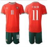 Men's Portugal Team #11 Fabio Silva 2025 Red Home Soccer Jersey Suit
