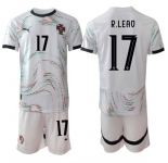Men's Portugal Team #17 Rafael Leao 2025 White Away Soccer Jersey Suit