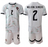 Men's Portugal Team #2 Nélson Semedo 2025 White Away Soccer Jersey Suit