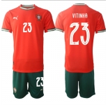 Men's Portugal Team #23 Vitinha 2025 Red Home Soccer Jersey Suit