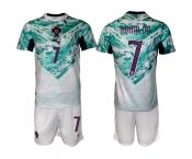 Men's Portugal Team #7 Cristiano Ronaldo Green 2026 World Cup Away Soccer Jersey Suit
