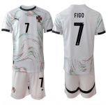 Men's Portugal Team #7 Luís Figo 2025 White Away Soccer Jersey Suit