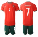 Men's Portugal Team #7 Ronaldo 2025 Red Home Soccer Jersey Suit