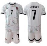 Men's Portugal Team #7 Ronaldo 2025 White Away Soccer Jersey Suit
