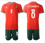 Men's Portugal Team #8 B.Fernandes 2025 Red Home Soccer Jersey Suit