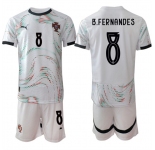 Men's Portugal Team #8 B.Fernandes 2025 White Away Soccer Jersey Suit