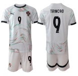 Men's Portugal Team #9 Trincao 2025 White Away Soccer Jersey Suit