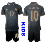 Youth Portugal #10 BERNARDO National Team FIFA x World Cup 2026 Away Gray On Eusebio special edition Kids Jersey
