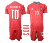 Youth Portugal #10 BERNARDO National Team FIFA x World Cup 2026 Home Red On Eusebio special edition Kids Jersey