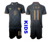 Youth Portugal #11 F.SILVA National Team FIFA x World Cup 2026 Away Gray On Eusebio special edition Kids Jersey