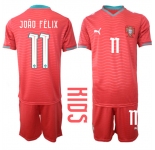 Youth Portugal #11 JOAO FELIX National Team FIFA x World Cup 2026 Home Red On Eusebio special edition Kids Jersey