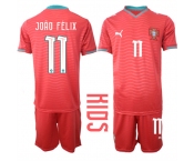 Youth Portugal #11 JOAO FELIX National Team FIFA x World Cup 2026 Home Red On Eusebio special edition Kids Jersey