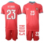 Youth Portugal #23 VITINHA National Team FIFA x World Cup 2026 Home Red On Eusebio special edition Kids Jersey