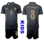 Youth Portugal #8 B.FERNANDES National Team FIFA x World Cup 2026 Away Gray On Eusebio special edition Kids Jersey