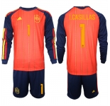Men's Spain #1 I.CASILLAS National Team FIFA x World Cup 2026 Long Sleeve Home Red On Field Jerseys