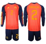 Men's Spain #2 CARVAJAL National Team FIFA x World Cup 2026 Long Sleeve Home Red On Field Jerseys