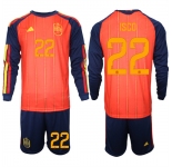 Men's Spain #22 ISCO National Team FIFA x World Cup 2026 Long Sleeve Home Red On Field Jerseys