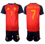 Men's Spain #7 DAVID VILLA National Team FIFA x World Cup 2026 Home Red On Field Jerseys