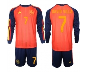 Men's Spain #7 DAVID VILLA National Team FIFA x World Cup 2026 Long Sleeve Home Red On Field Jerseys