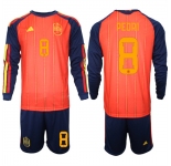 Men's Spain #8 PEDRD National Team FIFA x World Cup 2026 Long Sleeve Home Red On Field Jerseys