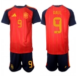 Men's Spain #9 RAUL National Team FIFA x World Cup 2026 Home Red On Field Jerseys