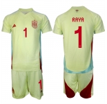 Men's Spain Team #1 David Raya 2024-25 Yellow Away Soccer Jersey SuitMen's Spain Team #1 David Raya 2024-25 Yellow Away Soccer Jersey Suit