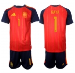 Men's Spain Team #1 David Raya 2025-26 Red Home Soccer Jersey Suit