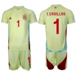 Men's Spain Team #1 Iker Casillas 2024-25 Yellow Away Soccer Jersey Suit