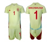 Men's Spain Team #1 Kepa Arrizabalaga 2024-25 Yellow Away Soccer Jersey Suit