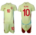 Men's Spain Team #10 Olmo 2024-25 Yellow Away Soccer Jersey Suit