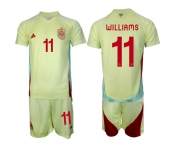 Men's Spain Team #11 Nico Williams 2024-25 Yellow Away Soccer Jersey Suit