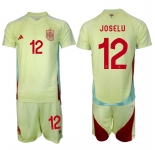 Men's Spain Team #12 Joselu 2024-25 Yellow Away Soccer Jersey Suit