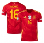 Men's Spain Team #16 Olivia Rodrigo Scarlet 2024 Home Soccer Jersey
