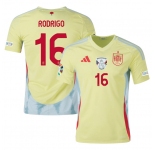 Men's Spain Team #16 Olivia Rodrigo Yellow 2024 Away Soccer Jersey
