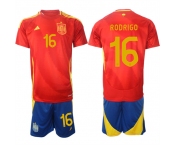 Men's Spain Team #16 Rodrigo 2024-25 Red Home Soccer Jersey Suit