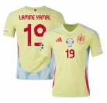 Men's Spain Team #19 Lamine Yamal Yellow 2024 Away Soccer Jersey