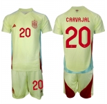 Men's Spain Team #20 Dani Carvajal 2024-25 Yellow Away Soccer Jersey Suit