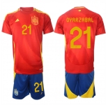 Men's Spain Team #21 Mikel Oyarzabal 2024-25 Red Home Soccer Jersey Suit