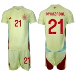 Men's Spain Team #21 Mikel Oyarzabal 2024-25 Yellow Away Soccer Jersey Suit
