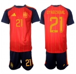 Men's Spain Team #21 Mikel Oyarzabal 2025-26 Red Home Soccer Jersey Suit
