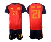 Men's Spain Team #21 Mikel Oyarzabal 2025-26 Red Home Soccer Jersey Suit