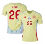 Men's Spain Team #26 Pedri Yellow 2024 Away Soccer Jersey