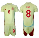 Men's Spain Team #8 Xavi 2024-25 Yellow Away Soccer Jersey Suit