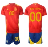 Men's Spain Team Custom 2024-25 Red Home Soccer Jersey Suit