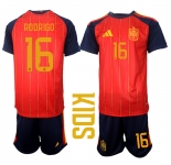 Youth Spain #16 RODRIGO National Team FIFA x World Cup 2026 Home Red On Field Kids Jerseys
