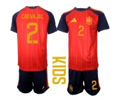 Youth Spain #2 CARVAJAL National Team FIFA x World Cup 2026 Home Red On Field Kids Jerseys
