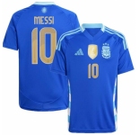 Men Argentina #10 Lion Messi Gold Blue 2024 Soccer Jersey