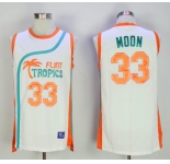 Flint Tropics 33 Jackie Moon White Semi Pro Movie Stitched Basketball Jersey