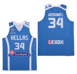 Men's Hellas Eurobank #34 Antetokounmpo G. Blue Basketball Stitched Jersey