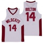 Wildcats #14 Troy Bolton High School White Soul Swingman Basketball Jersey